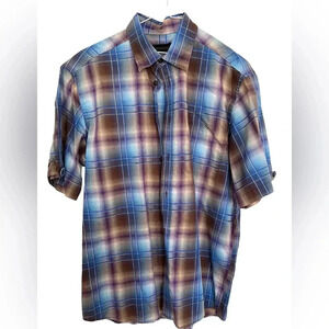 Modango Blue and Brown Plaid Shirt  size medium